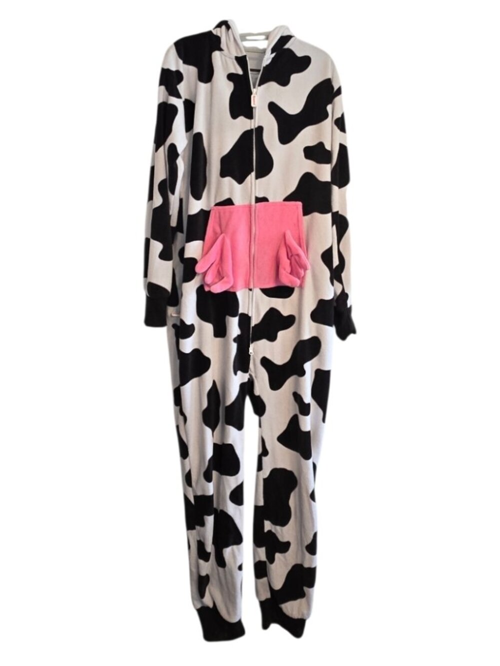 Tipsy Elves Cow Hooded Pajama Costume Jumpsuit L Plush